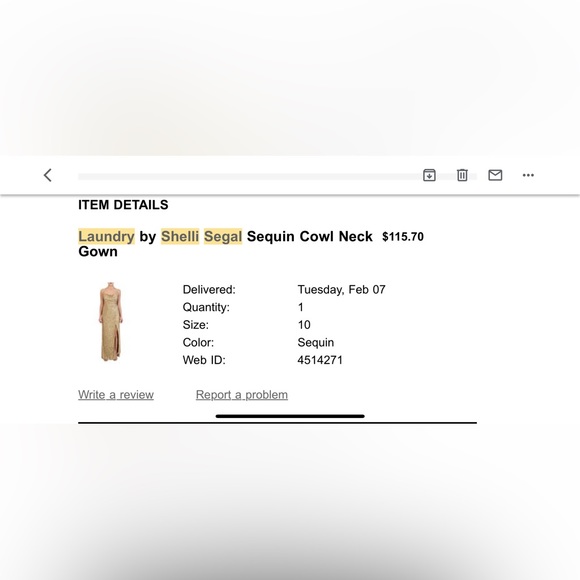 Laundry by Shelli Segal- Formal Gold Sequin Dress - Picture 5 of 5